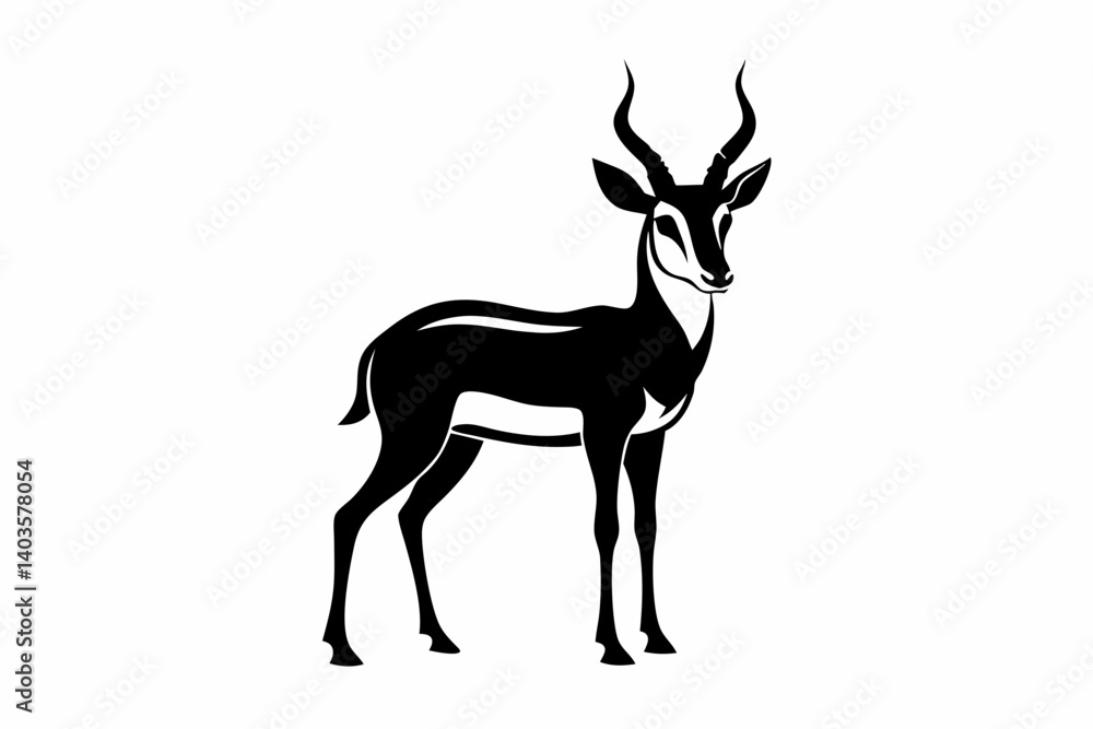 Fototapeta premium pronghorn silhouette line art vector illustration with a white background