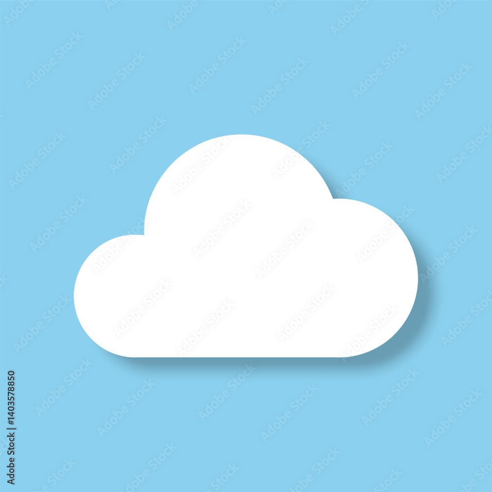 A white cloud with a shadow on a blue background. Vector illustration. A white cloud with a shadow on a blue background. Vector illustration.