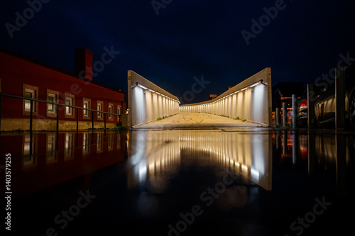 maat footbridge at night lisbon portugal