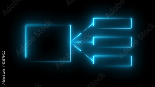 Glowing neon line Business hierarchy organogram chart infographics icon isolated. Neon flowchart, Corporate organizational structure graphic elements, network diagram, hi-tech illustration