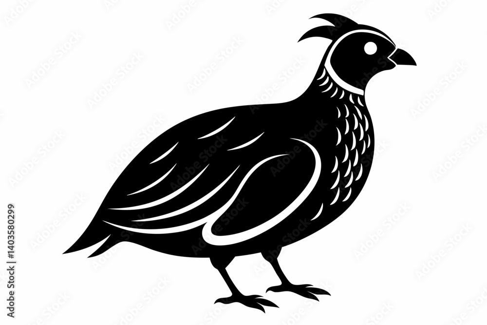 Fototapeta premium quail silhouette line art vector illustration with a white background