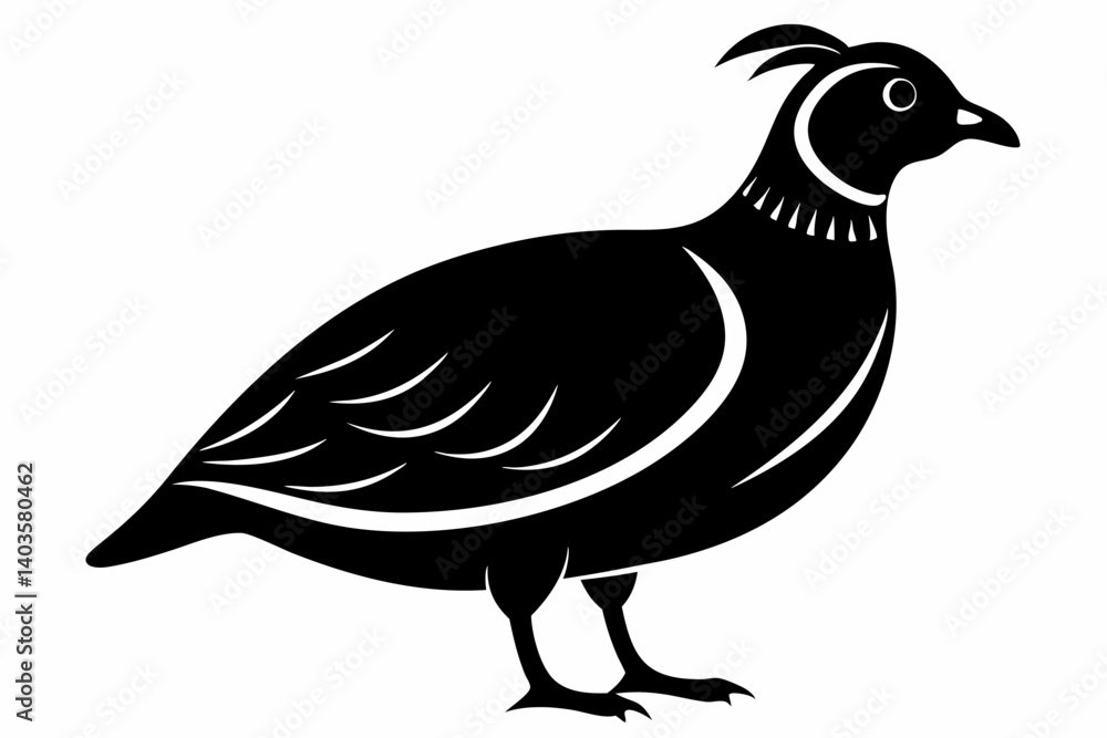 Fototapeta premium quail silhouette line art vector illustration with a white background