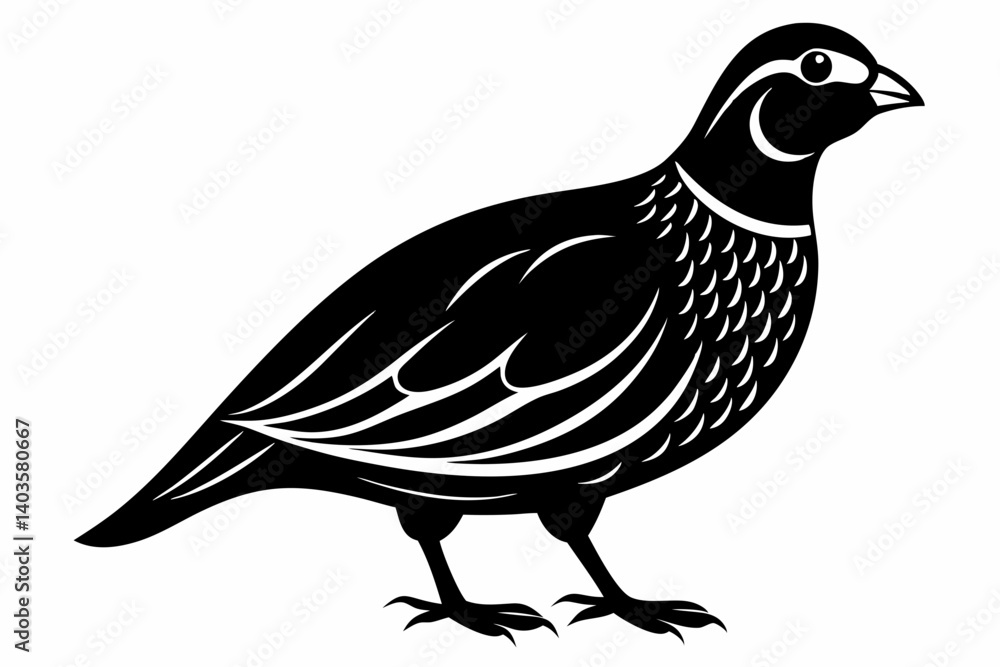 Naklejka premium quail silhouette line art vector illustration with a white background