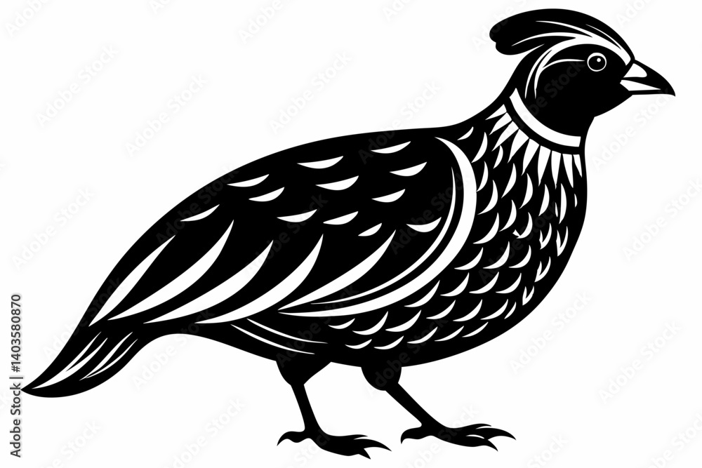 Fototapeta premium quail silhouette line art vector illustration with a white background