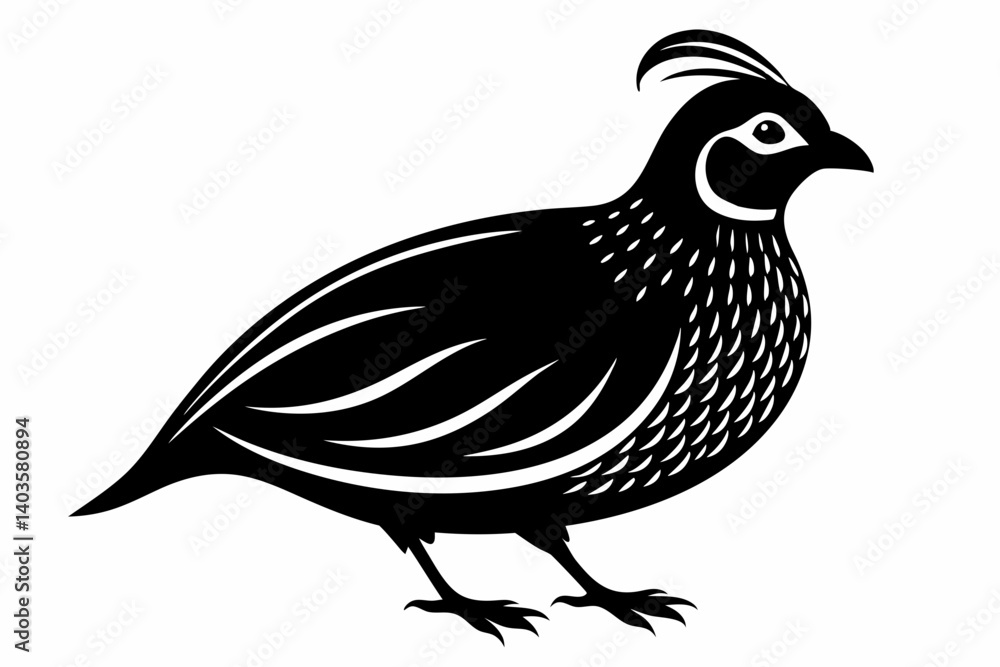 Fototapeta premium quail silhouette line art vector illustration with a white background