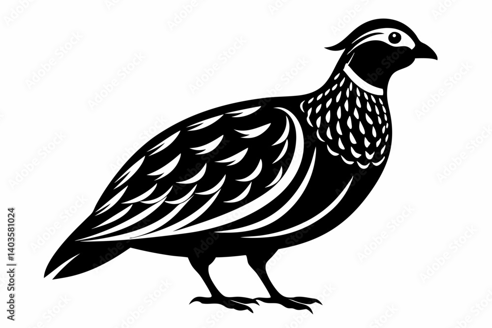 Fototapeta premium quail silhouette line art vector illustration with a white background