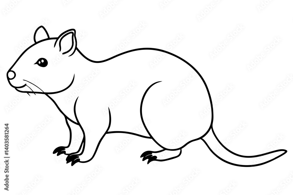 Obraz premium quokka silhouette line art vector illustration with a white background
