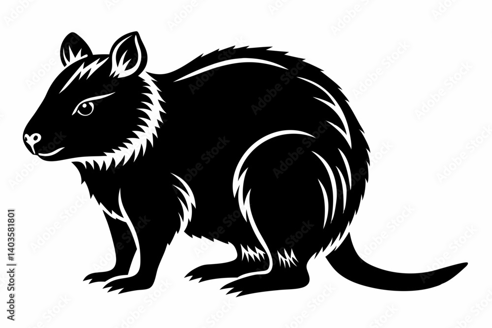 Obraz premium quokka silhouette line art vector illustration with a white background