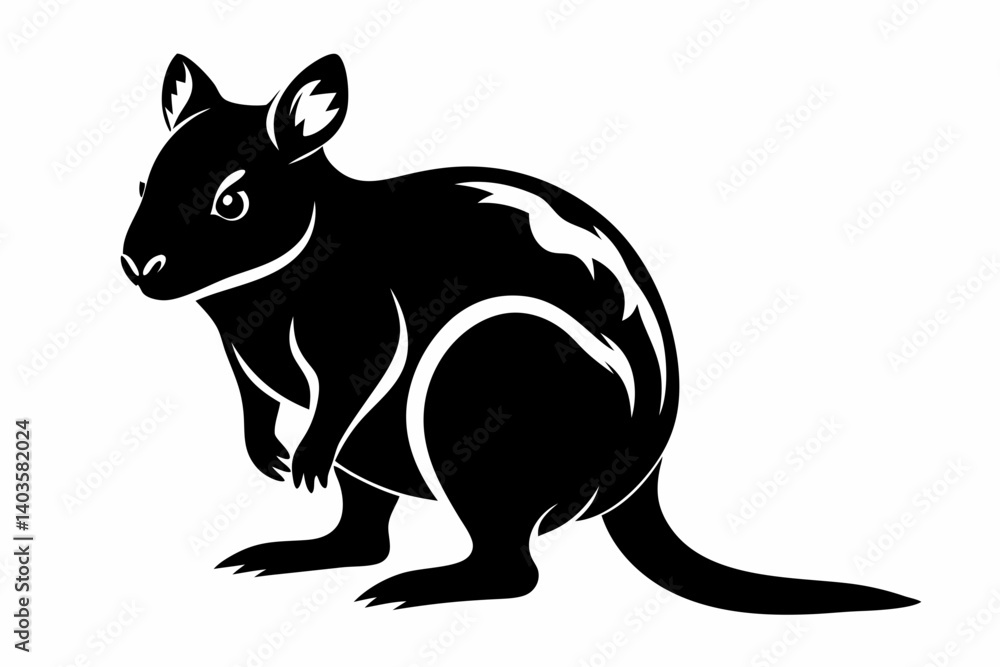 Obraz premium quokka silhouette line art vector illustration with a white background