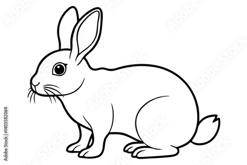 rabbit silhouette line art vector illustration with a white background