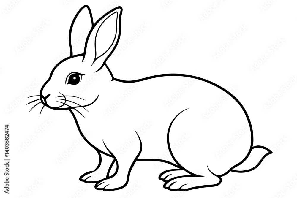 rabbit silhouette line art vector illustration with a white background rabbit silhouette line art vector illustration with a white background