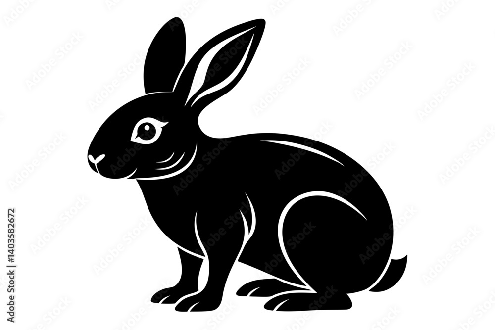 rabbit silhouette line art vector illustration with a white background rabbit silhouette line art vector illustration with a white background