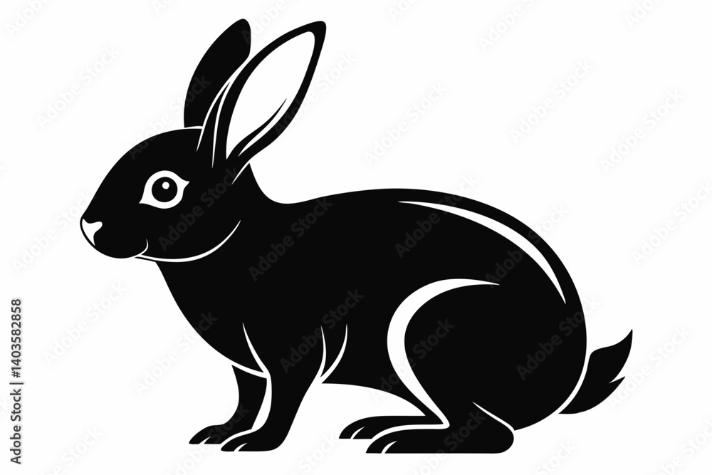 Fototapeta premium rabbit silhouette line art vector illustration with a white background