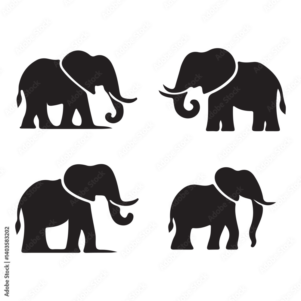 Obraz premium elephants silhouettes vector