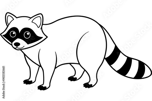 raccoon silhouette line art vector illustration with a white background