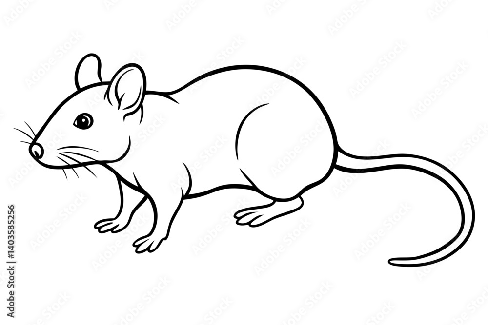Fototapeta premium rat silhouette line art vector illustration with a white background