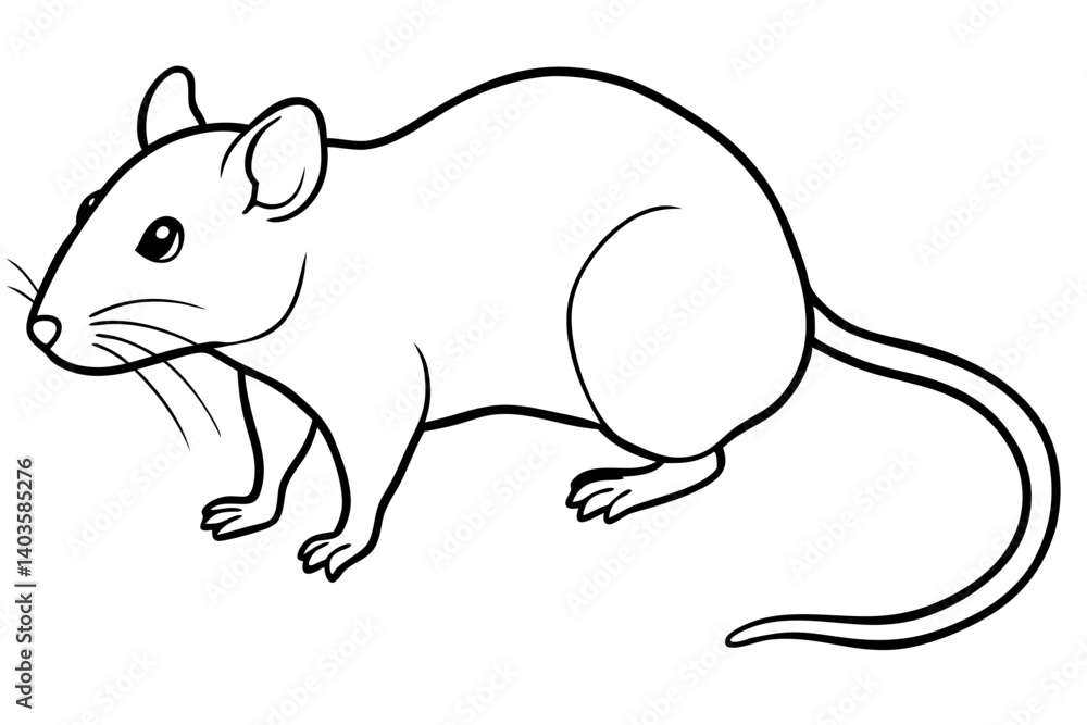 rat silhouette line art vector illustration with a white background rat silhouette line art vector illustration with a white background