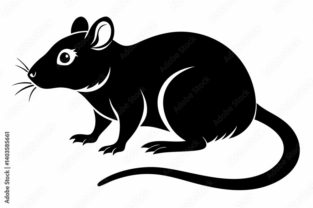 Fototapeta premium rat silhouette line art vector illustration with a white background