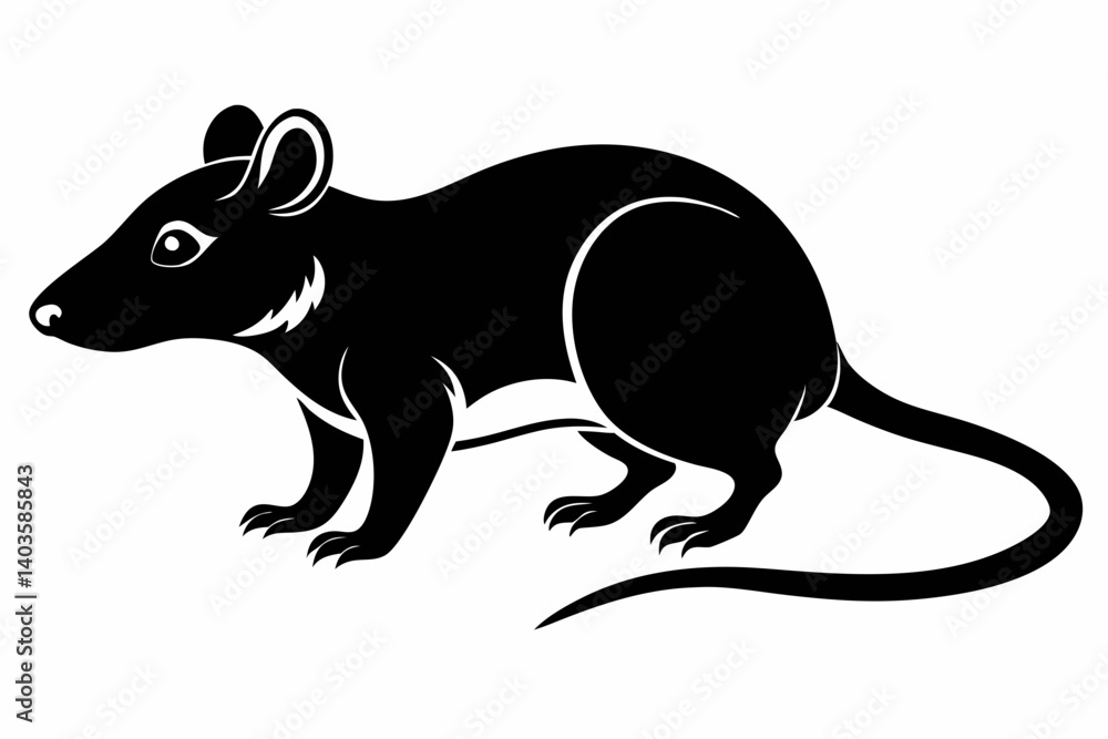 Obraz premium rat silhouette line art vector illustration with a white background