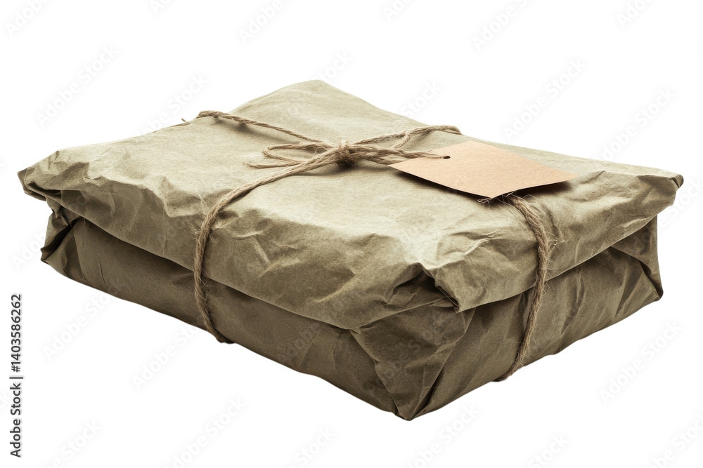 A rustic package tied with twine a blank tag hinting at mystery evokes nostalgia and simple elegance A rustic package tied with twine a blank tag hinting at mystery evokes nostalgia and simple elegance