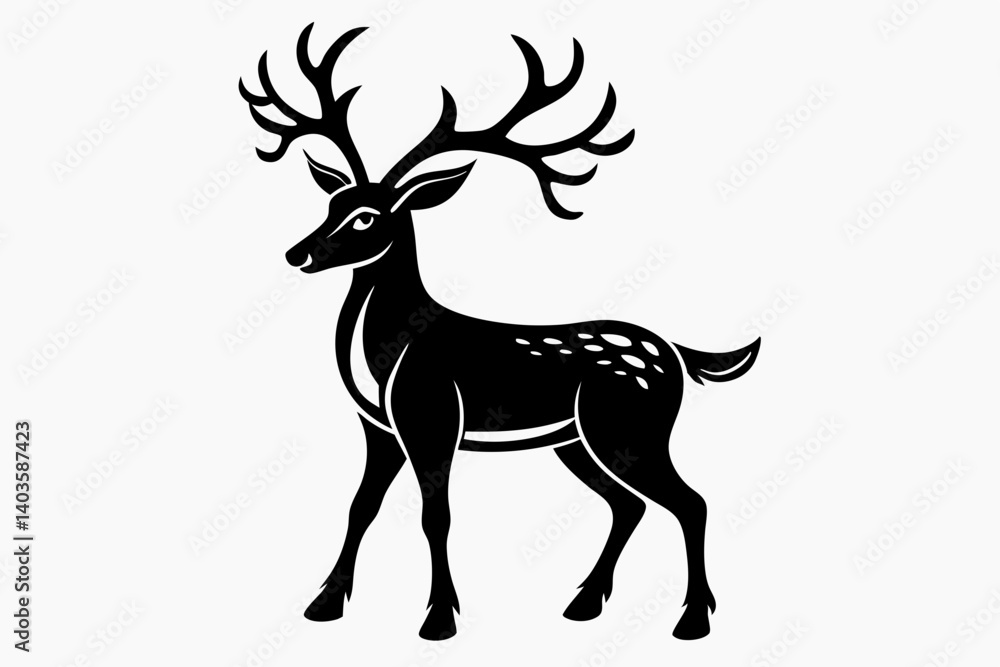 reindeer silhouette line art vector illustration with a white background reindeer silhouette line art vector illustration with a white background
