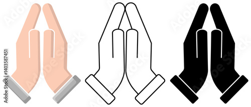 Hands together in a praying gesture, religion or worship element isolated on a transparent background
