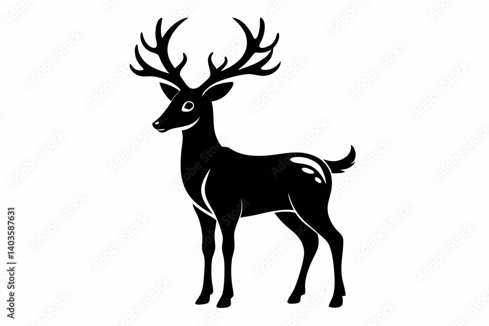 reindeer silhouette line art vector illustration with a white background reindeer silhouette line art vector illustration with a white background