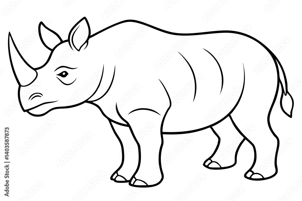 Obraz premium rhinoceros silhouette line art vector illustration with a white background