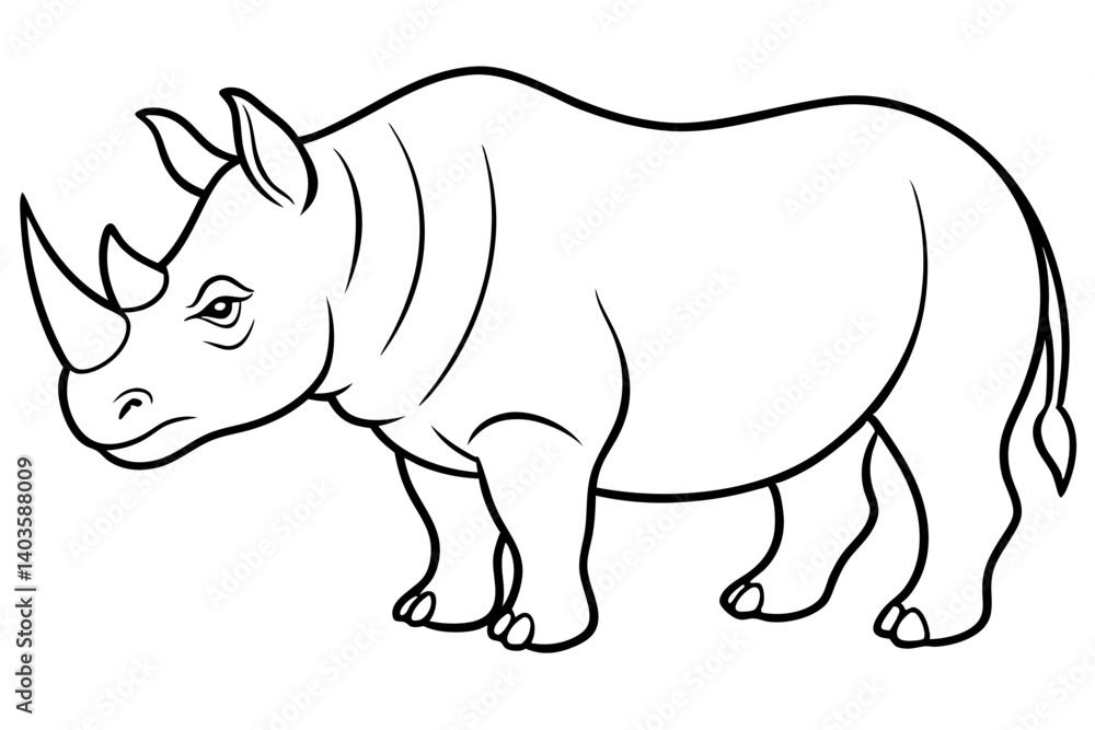 rhinoceros silhouette line art vector illustration with a white background rhinoceros silhouette line art vector illustration with a white background