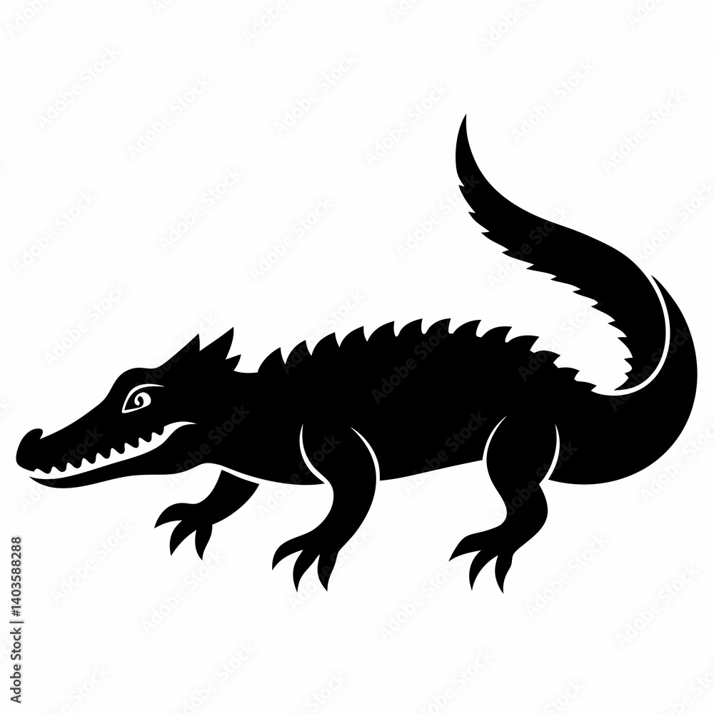 Fototapeta premium Minimalist Crocodile Silhouette Vector