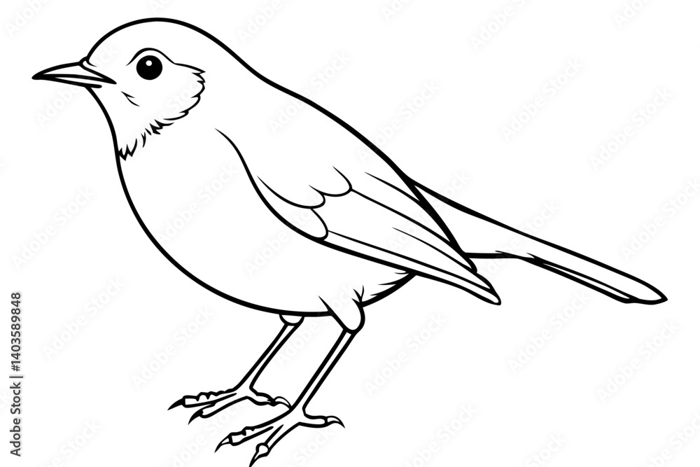 Obraz premium robin silhouette line art vector illustration with a white background