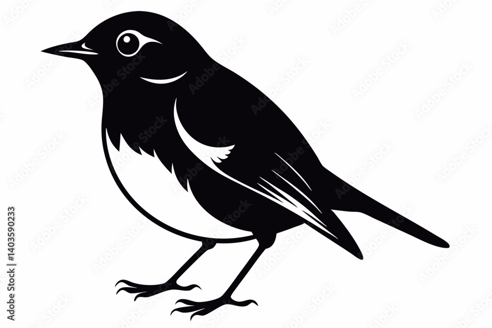 Fototapeta premium robin silhouette line art vector illustration with a white background