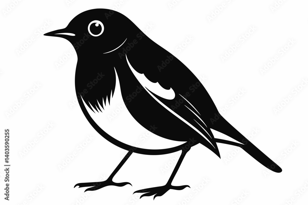 Fototapeta premium robin silhouette line art vector illustration with a white background