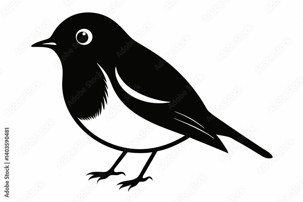 Fototapeta premium robin silhouette line art vector illustration with a white background