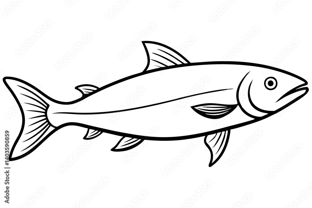 salmon silhouette line art vector illustration with a white background salmon silhouette line art vector illustration with a white background