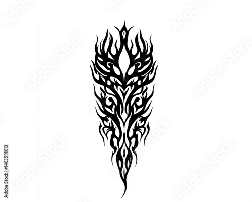 Abstract Tentacle-Inspired Design, Flowing and Mysterious, Black on White Background
