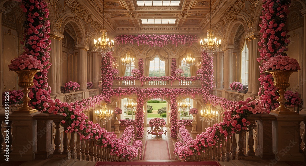 Obraz premium Aisle of Roses AI Generated