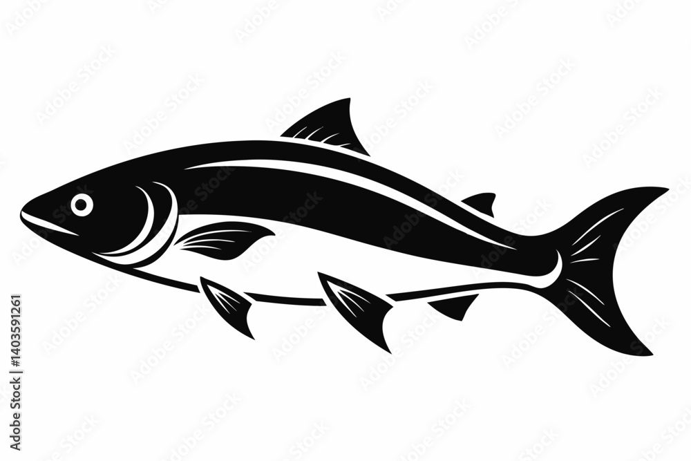 salmon silhouette line art vector illustration with a white background salmon silhouette line art vector illustration with a white background