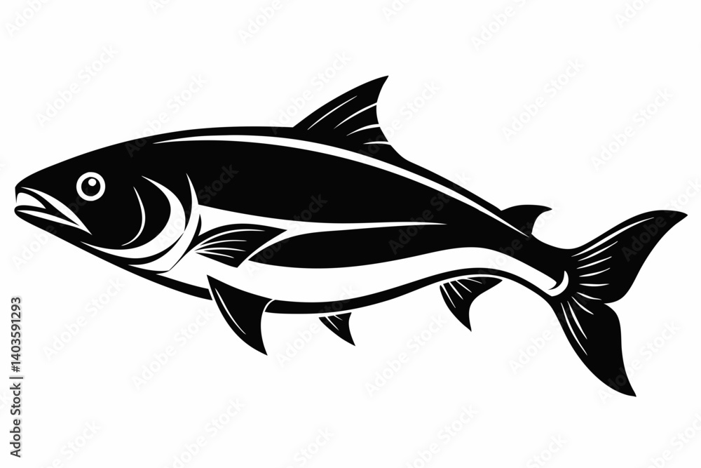 salmon silhouette line art vector illustration with a white background salmon silhouette line art vector illustration with a white background