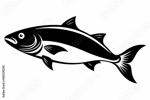 salmon silhouette line art vector illustration with a white background