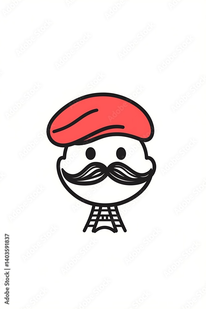 Cartoon man with mustache and beret. Cartoon man with mustache and beret.