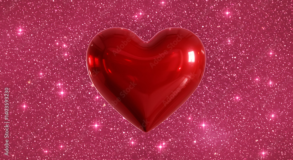 Fototapeta premium Crimson Stardust Heart AI Generated