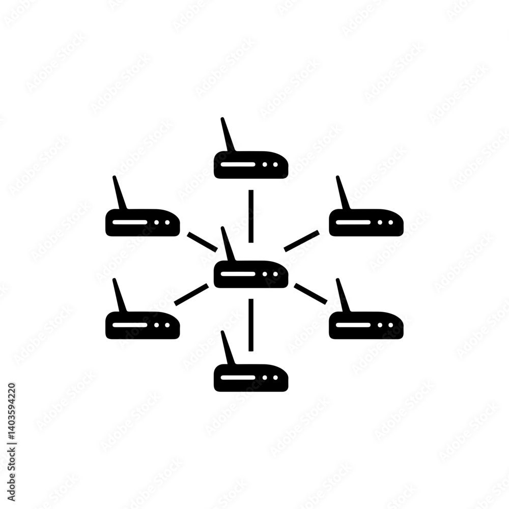 Fototapeta premium Several Connected Routers Forming a Stable Digital Network