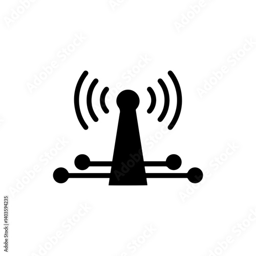 Simple Wireless Tower Emitting Signals with Connected Nodes