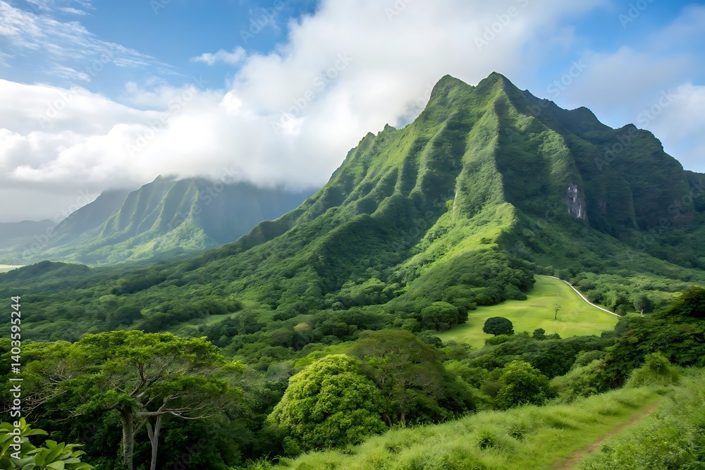 Obraz premium mountain landscape with blue sky and clouds
