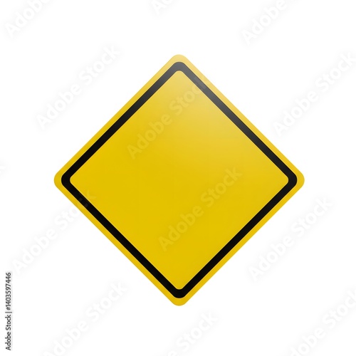 Free Download Blank Yellow Diamond Road Sign with Black Border on White - GFXLoad