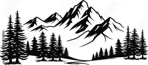 mountain silhouette icon vector