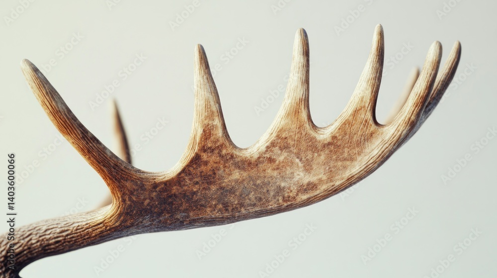 Fototapeta premium Close-up Elk Antlers on Light Gray Background