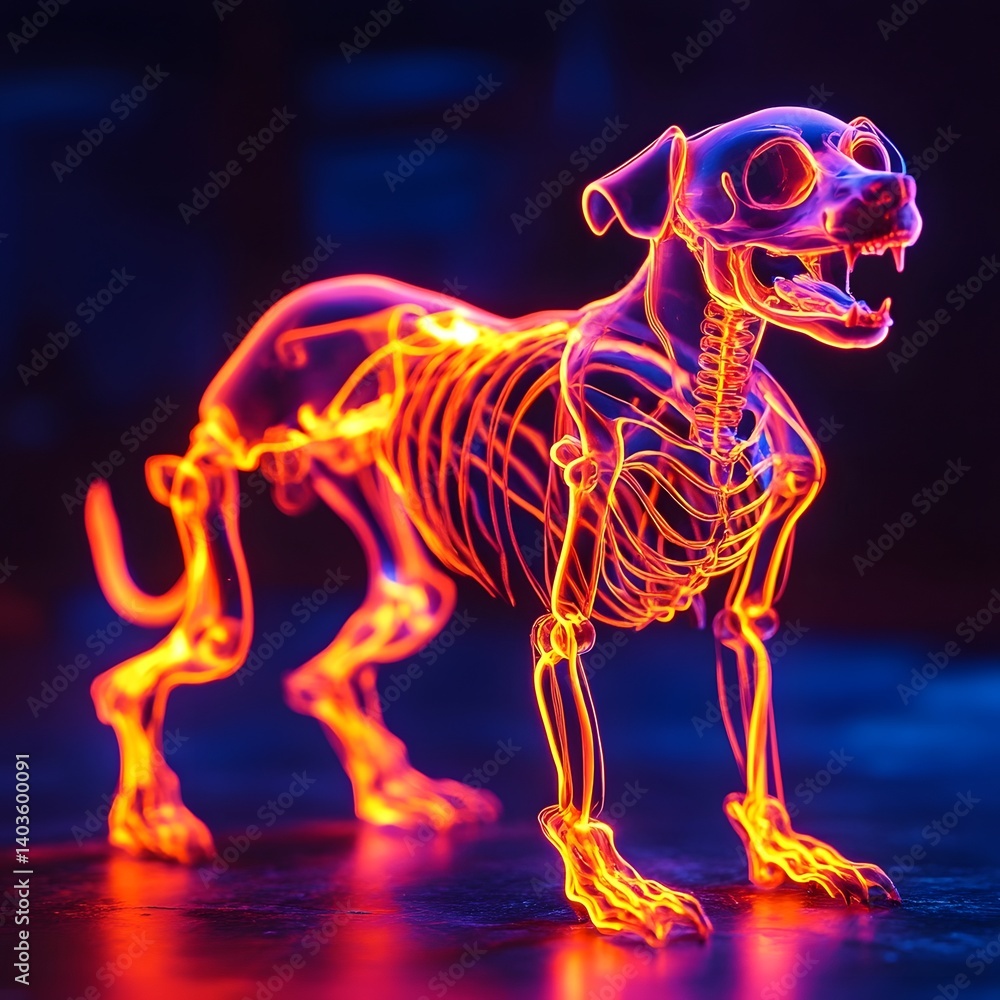 Fototapeta premium LED and neon dog