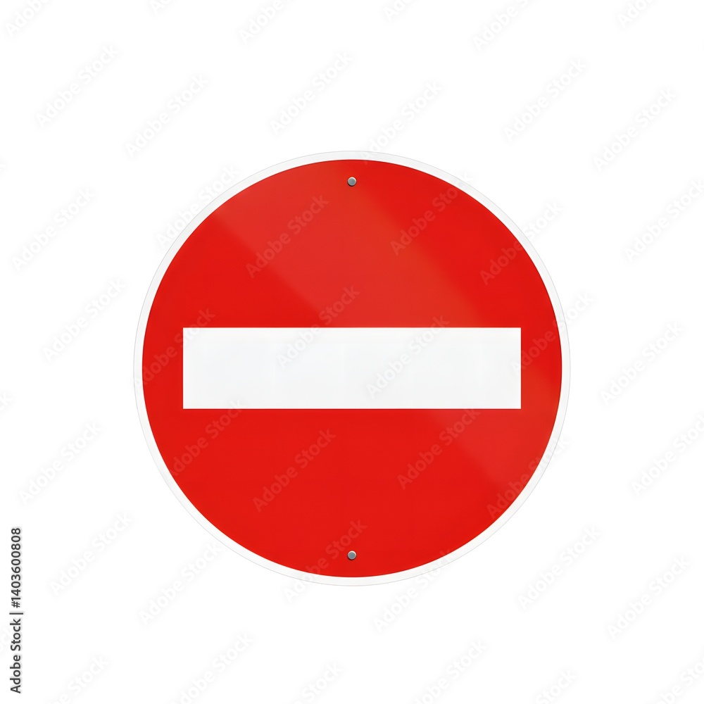 Red Circle No Entry Sign with White Bar Isolated on White Background Red Circle No Entry Sign with White Bar Isolated on White Background